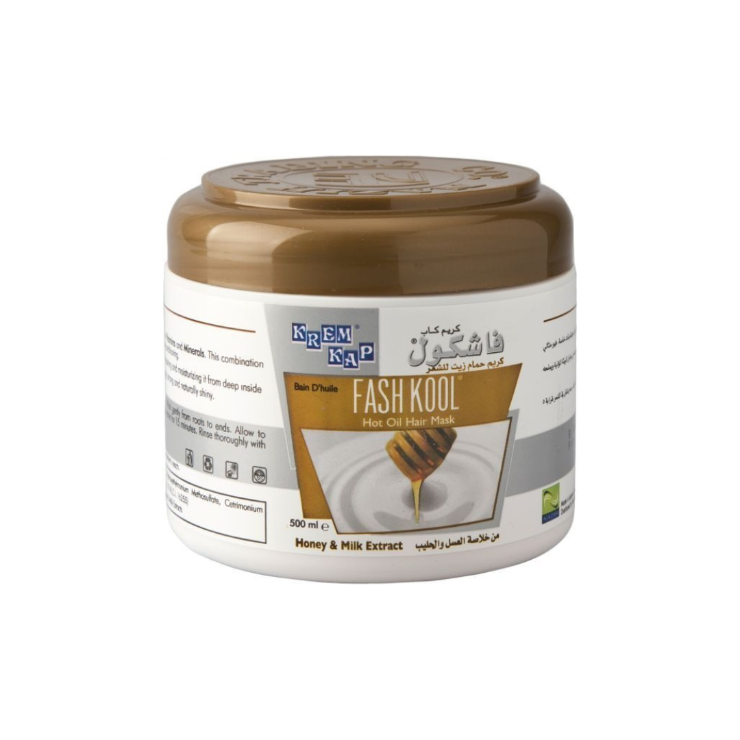 قناع الشعر بالزيت الساخن فاش كول - خلاصة العسل والحليب لإصلاح الشعر وإضفاء اللمعان (500 مل)