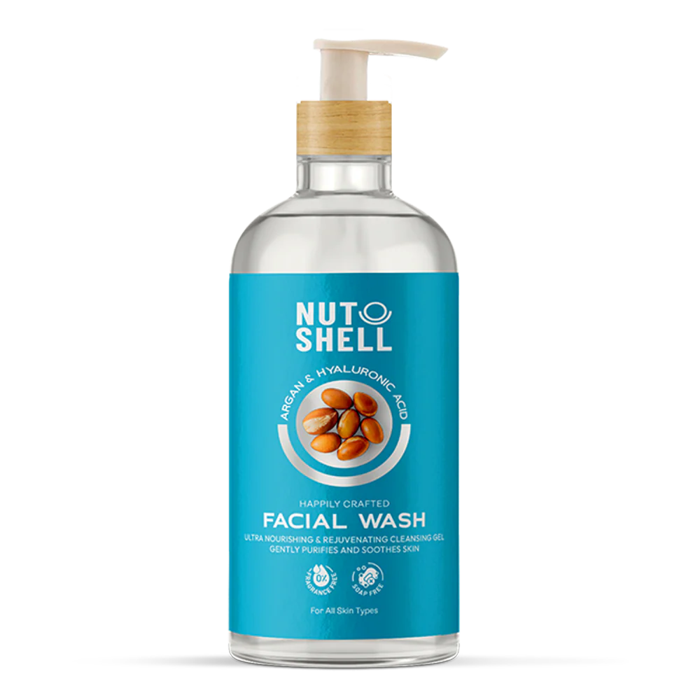 غسول للوجه بقشرة الجوز وزيت الأرغان وحمض الهيالورونيك