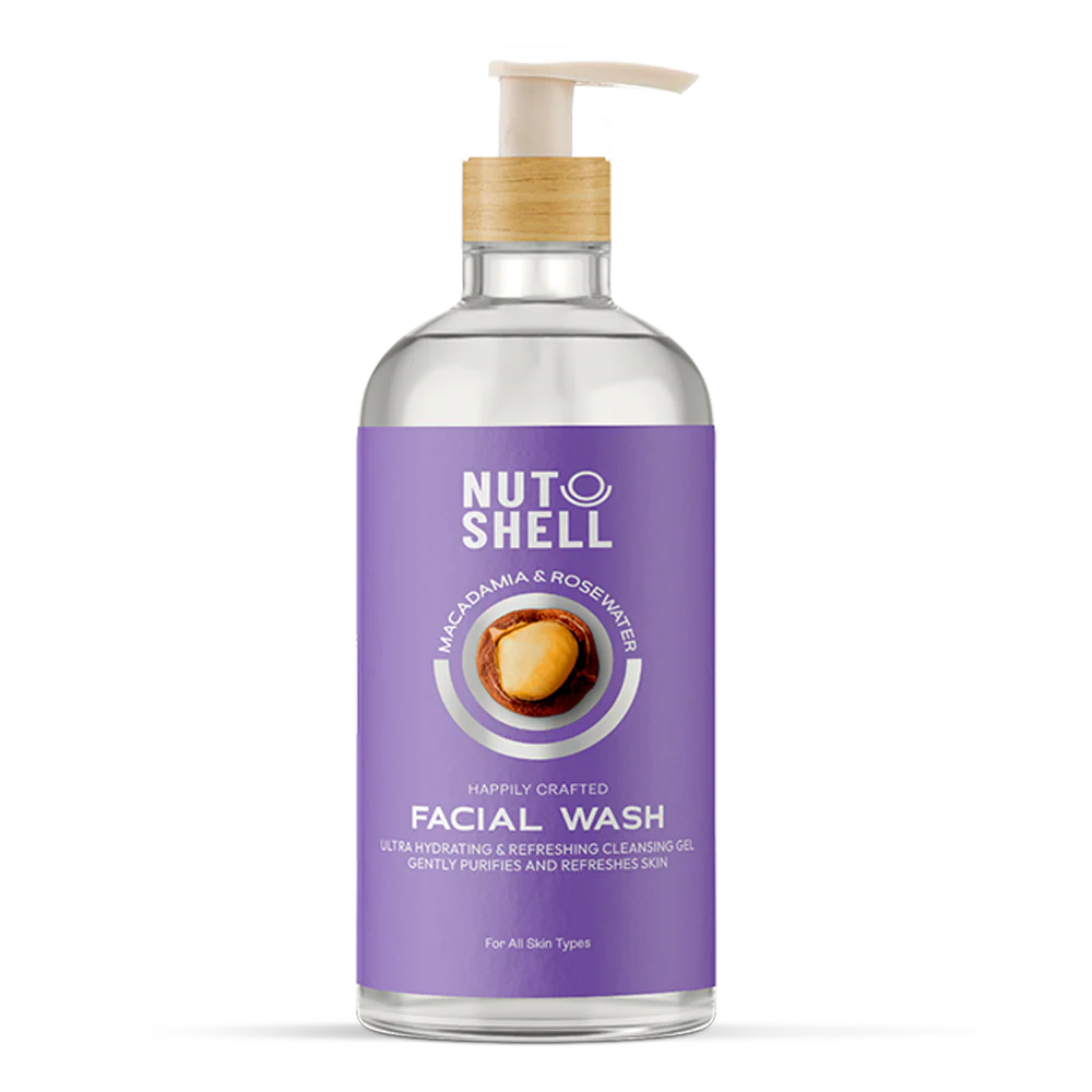 غسول الوجه بقشر الجوز والمكاديميا وماء الورد 250 مل