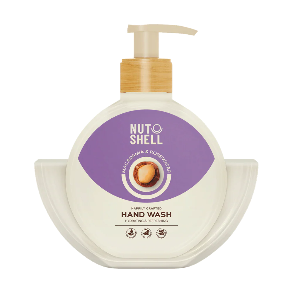 غسول اليدين بخلاصة قشرة الجوز والمكاديميا وماء الورد