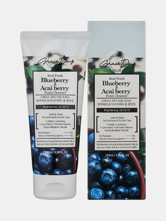 GRACE DAY رغوة التوت الأزرق والتوت الآساي الطازج الحقيقي