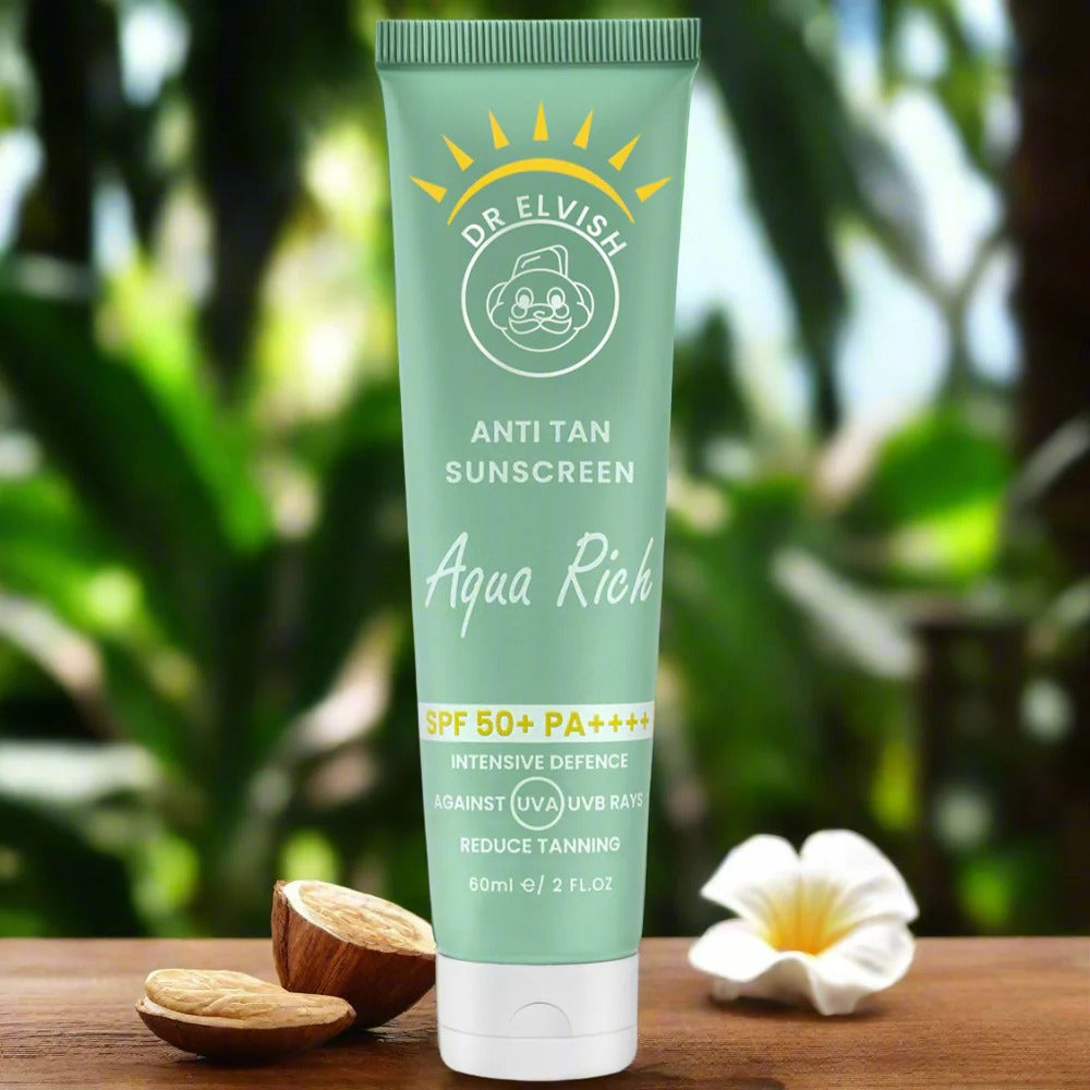 Dr Elvish Aqua Rich Anti Tan Sunscreen SPF 50+ – PA++++ 60ml