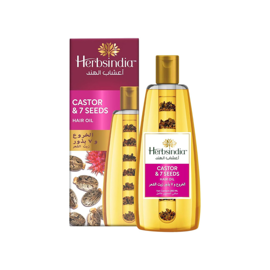 زيت الشعر من هيربس إنديا بزيت الخروع وسبع بذور - أنبوب مغذي 180 مل
