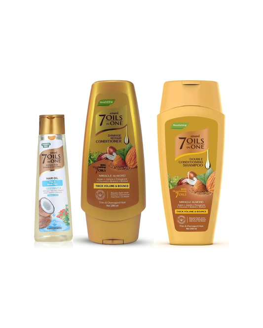 مجموعة إمامي للعناية بالشعر بـ 7 زيوت في واحد: تغذية جوز الهند واللوز