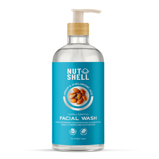 غسول للوجه بقشرة الجوز وزيت الأرغان وحمض الهيالورونيك