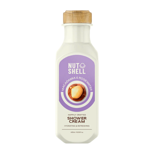 كريم استحمام بقشرة الجوز والمكاديميا وماء الورد