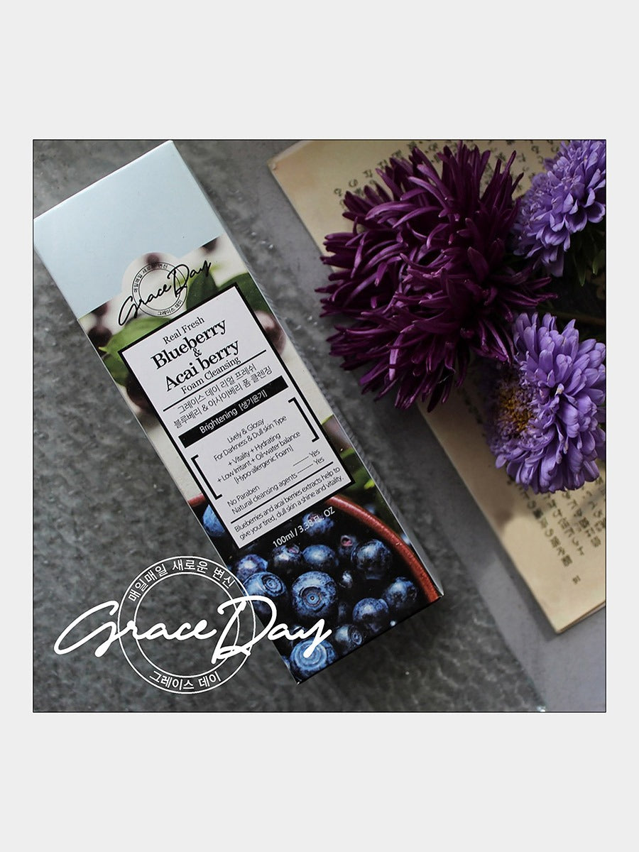 GRACE DAY رغوة التوت الأزرق والتوت الآساي الطازج الحقيقي