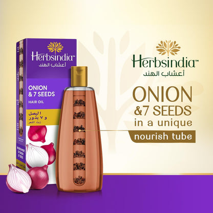 Herbsindia Onion & 7 Seeds Hair Oil – Nourish Tube 180ml