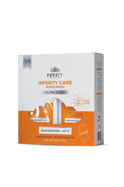 Infinity Care Sunscreen packaging on a white background